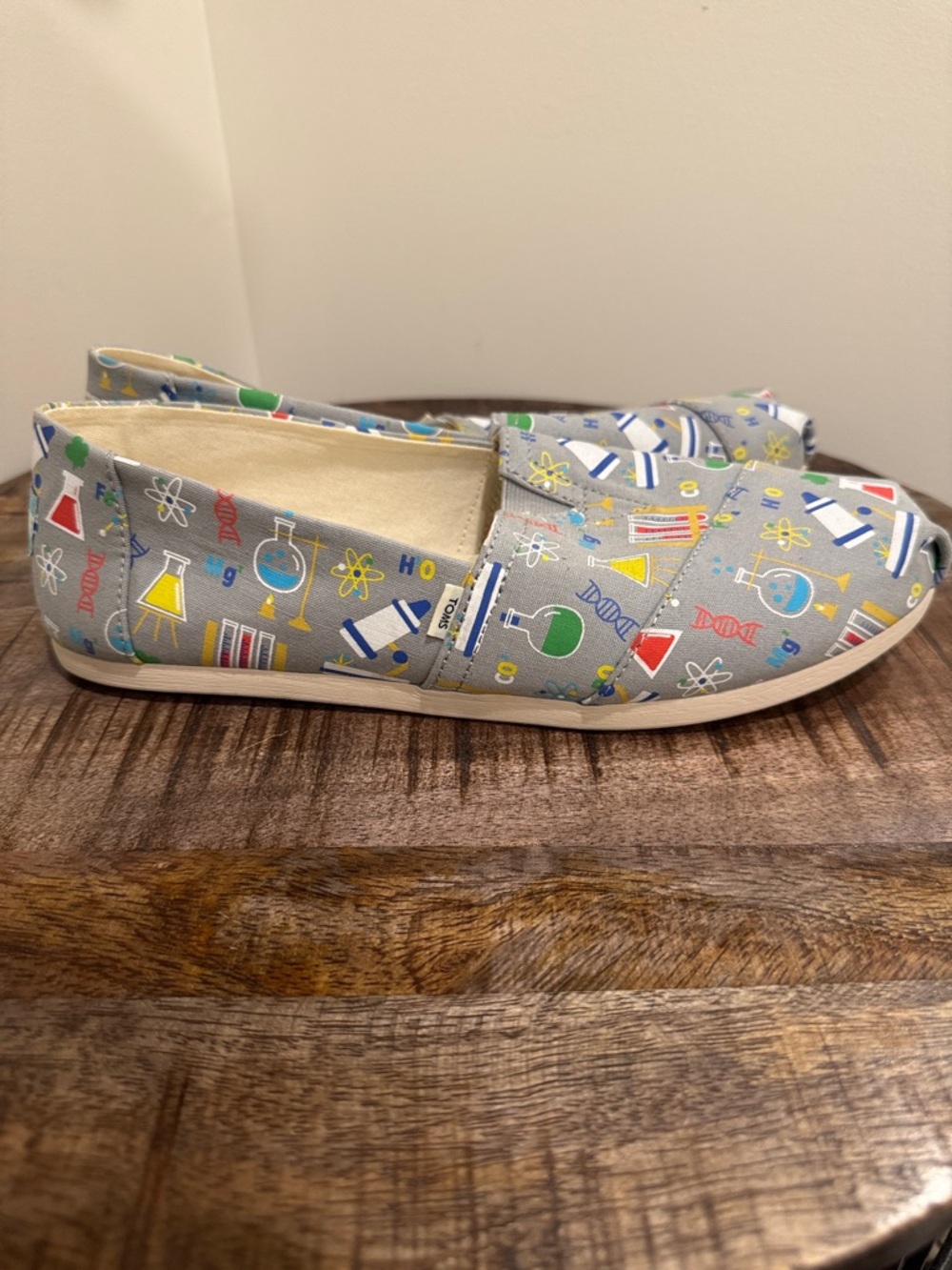 Toms Gray Canvas Slip-On Flats with Colorful Science Print - Picture 4 of 6